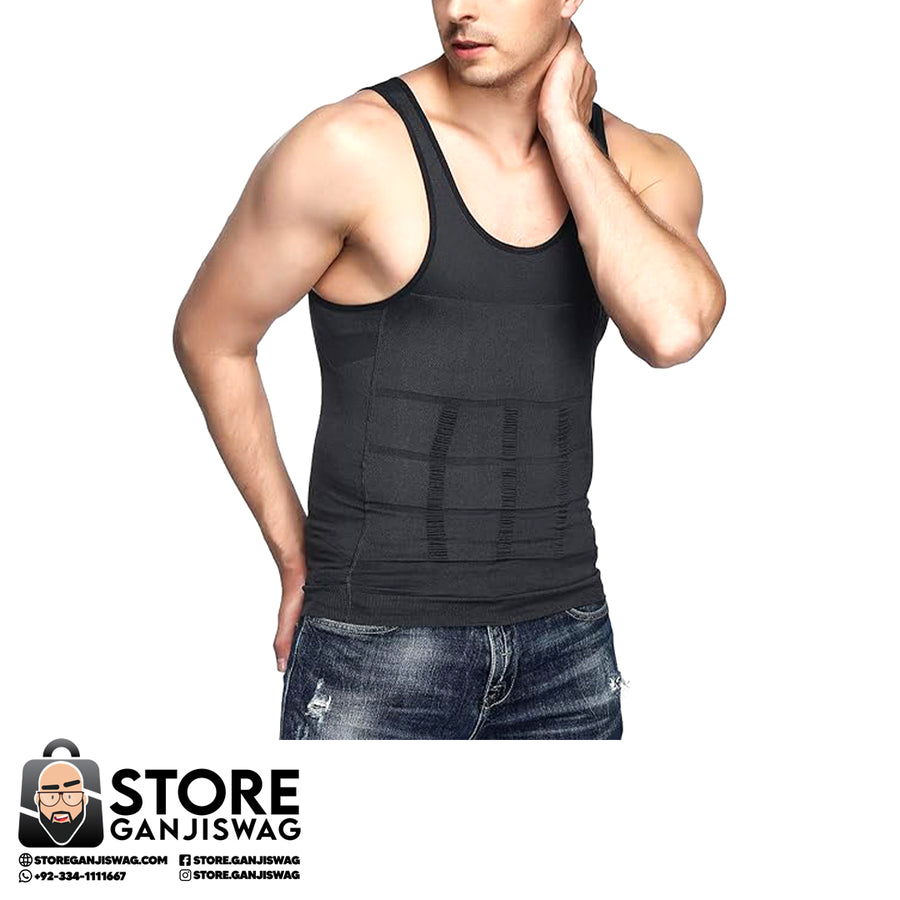 Slim N Lift Men's Body Shaper: Slimming Tummy Vest Thermal Compression Shirt Tank Top Shapewear